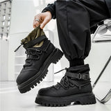 Amozae-New British Style Men's Fashion Boots Designer Black Short Barrel Boots Men Autumn Comfort Platform Boots For Men Punk Shoes