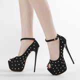 Amozae Runway Style Sexy Peep Toe 16CM Extreme High Heels Party Club Stripper Shoes Fashion Rivet Platform Pumps Women Sandals