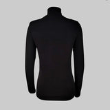 Amozae-Mesh Patchwork Stylish Shirt Top Solid Black Turtle-neck Long Sleeve Slim Fit T-shirt Spring Summer Thin Pullovers