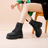 Amozae 2025 new women ankle boots thick velvet warm snow boots women's genuine leather winter female boots non-slip short boots