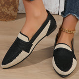 Amozae-Women's Contrast Colors Ballet Flats Pointed Toe Knitted Soft Sole Loafers Woman Lightweight Breathable Walking Flats Shoes 2025