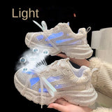 Amozae-Summer Starry Street Rhinestone Dad Shoes Women's 2024 New Tide Models Platform Ins Casual Shoes