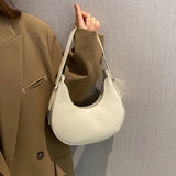 Amozae-Spring New Solid Color Half-moon Bags for Women Fashion Shoulder Bags Luxury PU Leather Underarm Bag Advanced Brand Handbag Purs