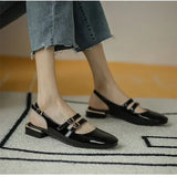 Amozae-Women Sandals Summer Shoes Woman Flats Double Buckle Mary Janes Shoes Patent Leather Dress Shoes Back Strap Zapatos Mujer