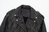 2023 Autumn and Winter Women's Motorcycle Jacket Coat Short Fashion Faux Leather Zipper Jacket Women Clothing