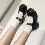 Amozae-Shoes Women Spring Platform Leather  Flats Casual Oxford Loafers Thick Bottom Ladies Wedge Lolita Shoe Mary Jane Women Moccasins