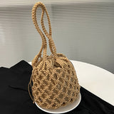 Amozae-Summer Beach Bag For Women Mesh Rope Knitted Bucket Shoulder Bags  Reticulate Hollow Travel Shopper Totes Ladies Fashion Handbag