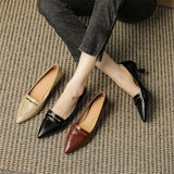 Amozae-2024 Spring Summer Women Shoes Cowhide Pointed Toe High Heels Women Pumps Brogue Designs Shallow Loafers for Women Ladies Shoes