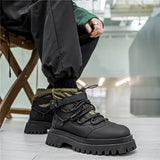 Amozae-New British Style Men's Fashion Boots Designer Black Short Barrel Boots Men Autumn Comfort Platform Boots For Men Punk Shoes