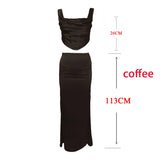 Suninheart Summer Sets for Women 2 Pieces Corset Top and Long Skirt Coffee Wedding Guest Dress Elegant New in Matching Sets