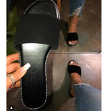 AMOZAE-- Peep Toe Solid Flat Slides, Comfortable Fashion