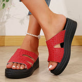 Amozae-Women's Cut Out Wedge Sandals Summer Fashion PU Leather Platform Slippers Woman Lightweight Thick Sole Non Slip Beach Slides 43