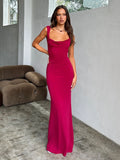 Amozae-Women's Elegant Vintage Big Satin Bow Sleeveless Backless Deep Square Neck Solid Color Maxi Long Dress Formal Gown