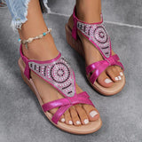 Amozae-2024 Hot Sale Shoes Female Elastic Band Women's Sandals Summer Rome Open Toe Sequins Casual Beach Wedge Plus Size Sandals