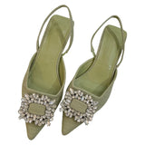 Amozae-2024 Flat Woven Sandals Summer Women Faux Pearl Beads Slingback Shoes Woman Fashion Pointed Toe Flats Sexy Sandals