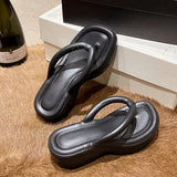 Amozae-Women's Chunky Platform Wedges Flip Flops 2024 Summer Clip Toe Thick Bottom Beach Sandals Woman Anti Slip Outdoor Slippers