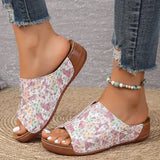 Amozae-Fashion Floral Printed Women's Slippers Summer Soft Sole Comfort Wedges Sandals Woman Lightweight Non Slip Casual Beach Slides