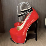 Amozae 2024 New Black Red High Heels Women Pumps Spring Fashion Round Toe Buckle Strap Platform Stiletto Wedding Banquet Shoes