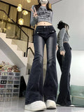 Amozae-Flare Jeans High Quality Low Waist Slim Tight Black Bell Bottoms 90s Lady Fashion Denim Pant American Retro Gothic