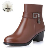 Genuine Leather women boots  2025 winter thick wool lined genuine Leather women snow boots large size women winter shoes