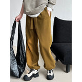 Amozae-Autumn Casual Outfits Amozae-Fleece Lined Sweat Pant Thick Drawstring Waist For Women 2024 Autumn/winter Loose Yellow Leg Sports Pants