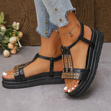 Amozae-Fashion Rhinestone Platform Sandals Women Summer 2025 Thick Sole Non Slip Beach Shoes Woman Shiny Crystal Bohemian Sandals Mujer