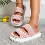 AMOZAE- - Fashion Furry Thick Sole Slippers