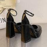 Amozae-Black High Heel Mary Jane Shoes New 2023 Chunky High Heels Fashion Party Dress Shoes High Quality Designer High Heels Sandals