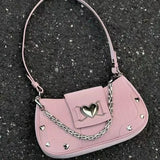 Amozae-New Fashion Shoulder Bag 2024 PU Bags for Women Sweet Cool Subculture Pink Crossbody Bag сумка Bolsas