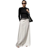 Amozae-Lemongor Korean Fashion H-Line Maxi Skirts Summer Fashion Solid Color Going Out Long Skirt Bottoms For Women 2024 New