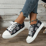 AMOZAE- -  Printed Low Cut Canvas Sneakers
