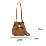 Amozae- New Litchi Pattern Bucket Bag For Women Korean Style Fashion Simple Shoulder Messenger Bag Trendy Underarms Women'S Bag