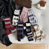 Amozae-Autumn Casual Outfits Amozae-2024 Striped Patchwork Contrasting Thin Long Scarf Spring  Autumn Sausage Knitted Scarf