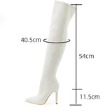 Amozae Sexy Stiletto High Heels Women Over-the-Knee Boots Pointed Toe Strippers Ladies Shoes Pole Dancing Long Botas De Mujer