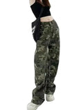 Amozae-Camouflage Cargo Pants Women Y2K Streetwear Low Rise Jeans Retro Wide Leg Trousers Denim Straight Trousers Harajuku