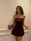 Amozae-new years eve outfits Christmas party outfits Elegant Burgundy Sleeveless Slash-neck Mini Dress Sexy Bodycon Backless A-line Dresses 2024 Evening Club Party Women Vestidos