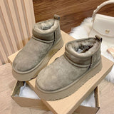 Amozae-back to school outfits Platform Sheepskin Boot