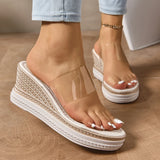 Amozae-Transparent PVC Wedge Heels Sandals Women Summer Fashion Chunky Platform Slippers Woman Anti Slip Thick Sole Beach Slides Shoes