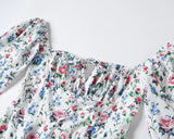 Amozae-hoco dresses Clearance Sale !! Summer Lantern Sleeve Dress Long Sleeve Floral Print Dress Drawstring Elegant A Line Party Holiday Dress Women