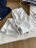 Amozae-Spring Summer Casual Outfits Elasticity Gray Apricot Straight Leg Jeans, Women's Slimming, High Waist Ankle Denim pants