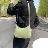 Amozae-Retro Solid Color PU Leather Shoulder Underarm Bag Women's Fashion Handbags Casual Hobos Purses and Handbag Ladies Hand Bags