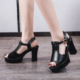 Amozae-Ladies High Thick Heel Shoes Wedge Sandal With Platform Woman Summer Dress Sandals 2024 New Women Shoe Female