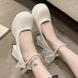 AMOZAE- - Pearl Ankle Strap Platform Pumps for Women Super High Heels