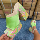 Amozae-Chunky Platform High Heels Sandals Women 2023 Summer Thick Heeled Beach Slippers Woman Plus Size 43 Outdoor Slides Flip Flops