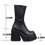 Amozae- Amozae Platform Genuine Leather Ankle Boots Shoes Women Fashion Mid Calf Ankle Women Boots Female Winter INS Botas De Mujer Size 35-44