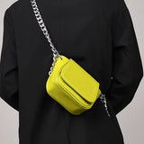 Amozae-2024 Women Crossbody Bag Mini Small Metal Chain Saddle Chic Bag Summer Female Bag Retro Fashion