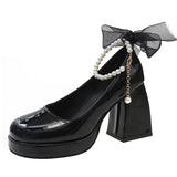 AMOZAE- - Pearl Ankle Strap Platform Pumps for Women Super High Heels