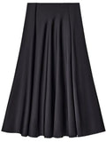 Amozae High Quality Half Length Skirt for Women In The 2024 Summer, Elegant and Elegant, High Waisted Satin Color Long Skirt