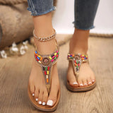 AMOZAE- - Summer Crystal Bohemian Flat Heel Sandals
