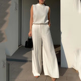 Amozae-Women Solid White Pants Urban Female High Waist Wide Leg Floor Length Trousers Spring Summer Casual Streetwear Bottom